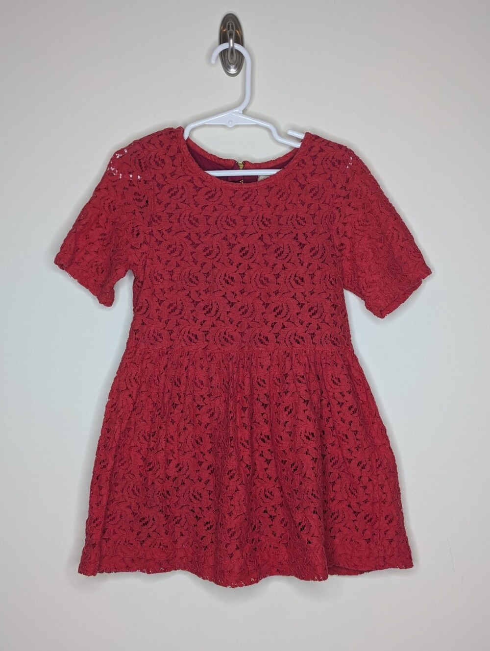 Peek Girls Red Lace Short Sleeve Dress 4/5